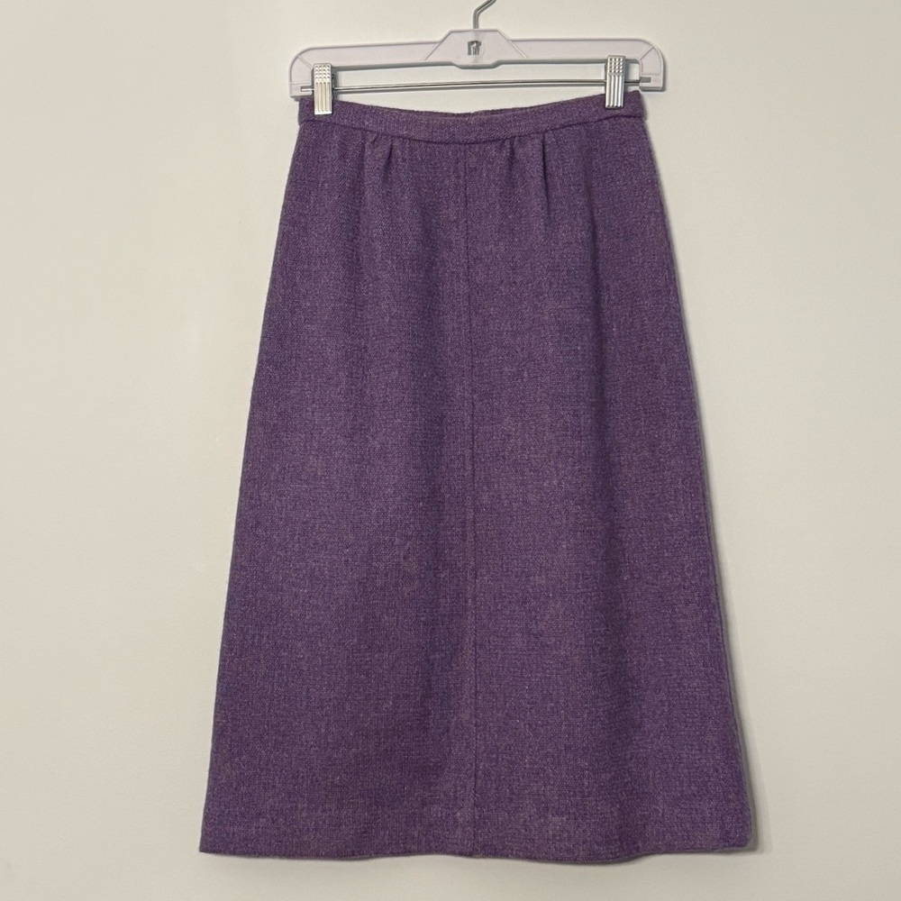 Vintage Avoca Handweavers Ireland Purple Wool  Skirt Pink Satin Lined Sz S